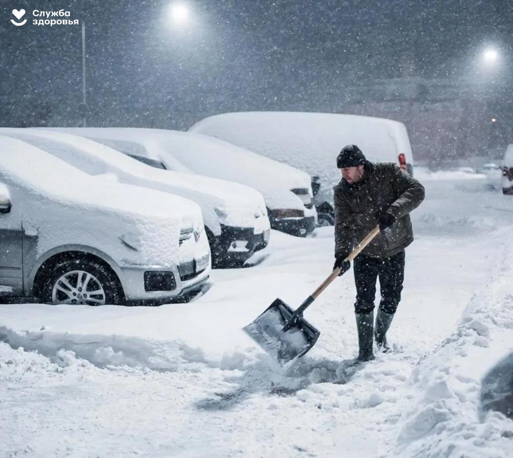 Чистим снег вместо похода в спортзал